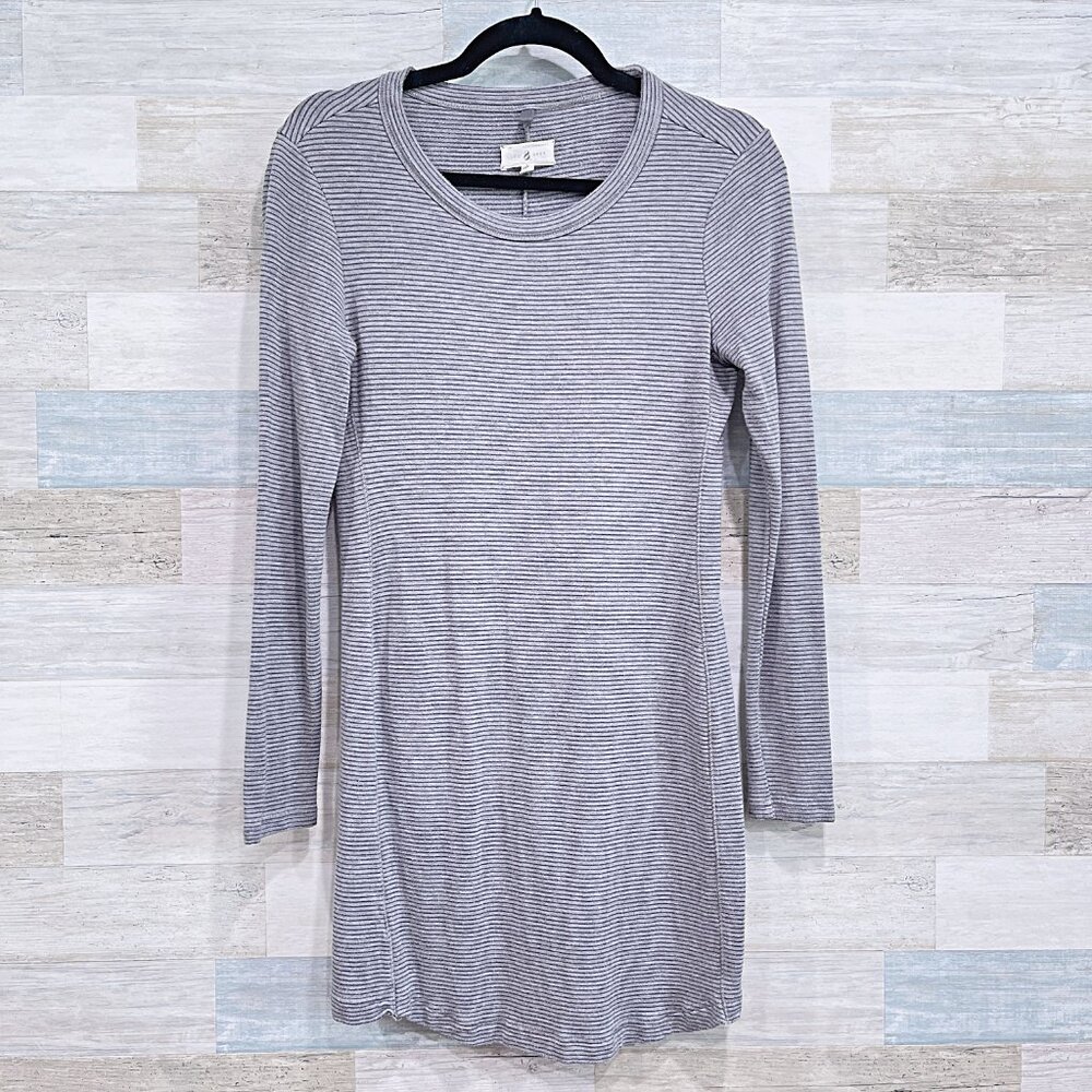 LOU & GREY Striped T Shirt Dress Gray Womens Small